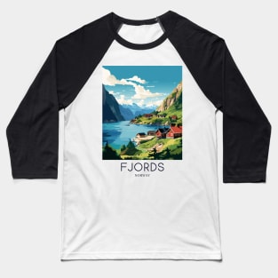 A Pop Art Travel Print of the Fjords - Norway Baseball T-Shirt